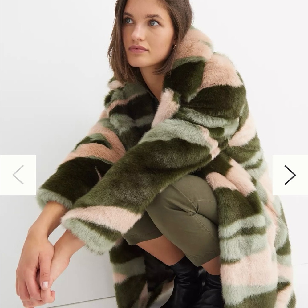 Anthropologie Marbled Faux Fur Camouflage Coat NWT